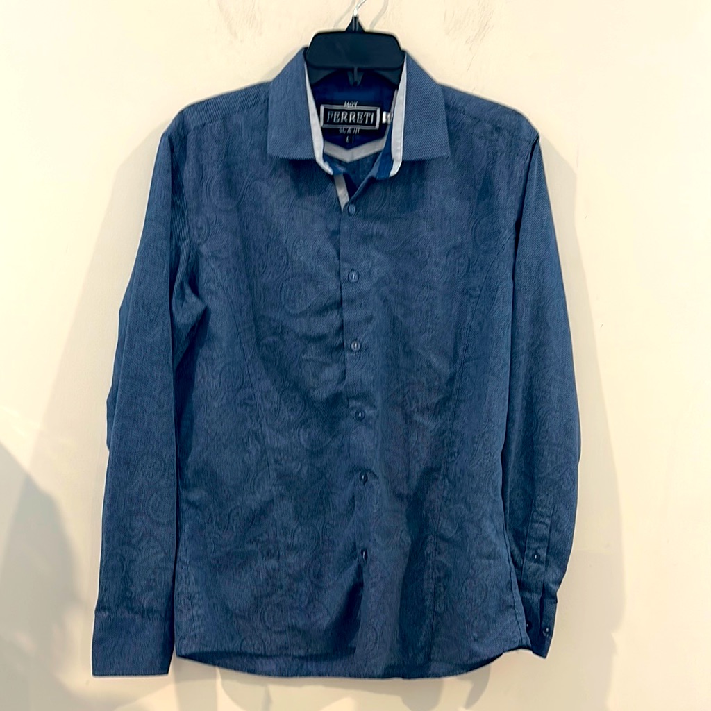 Men’s Ferret Blue Size L Paisley Patterned Shirt